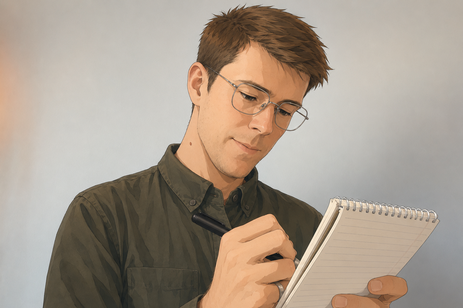 Illustration of Jan Erik Naess writing